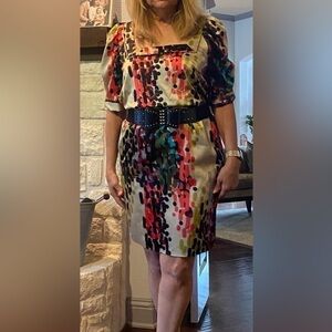Jessica Simpson multicolor dress with belt in size 10. It is pre loved dress